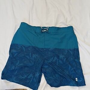 Free Country Teal and Navy Board Shorts